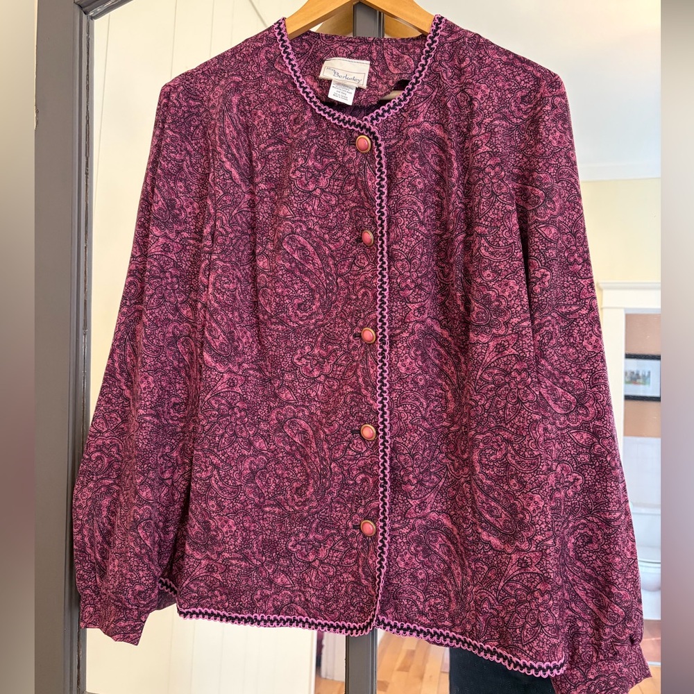 Vintage Purple Paisley Button-Front Blouse - Montreal Brand